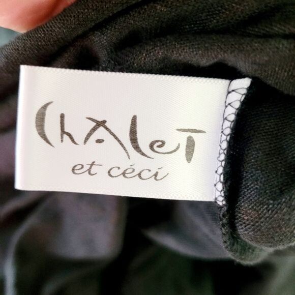 Chalet Black Linen Blend Ruffle Sleeve Lagenlook Lightweight Top Size M - Picture 4 of 6